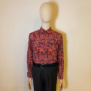 International Laundry Mens Geometric Print Shirt XL - Orange Multi